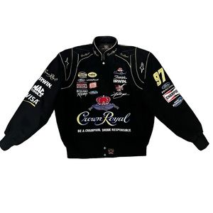 VTG Nascar Racing Jacket Crown Royal Kurt Busch JH Design Embroidered Size XL